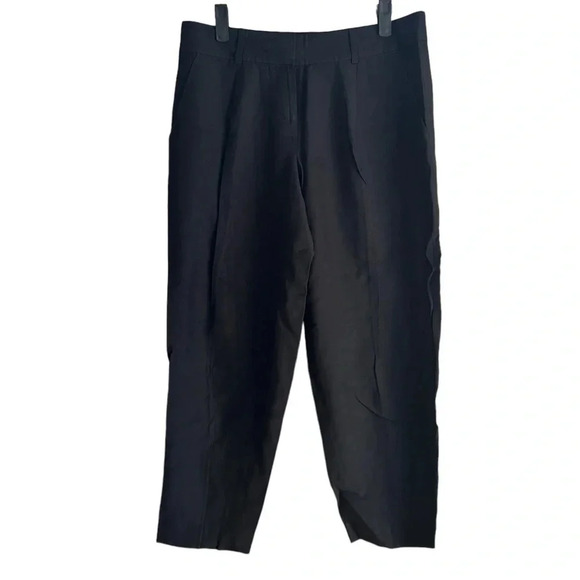 ANN TAYLOR CROPPED BLACK LINEN BLEND TROUSERS - Picture 1 of 4